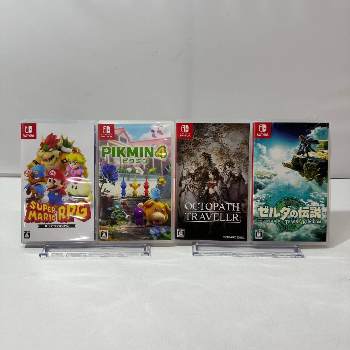 T3970 ★1円～【Nintendo Switch】スイッチソフト 4本セット（マリオ/ピクミン4/ゼルダ/オクトパストラベラー） 中古品 ◎レタパ発送可◎