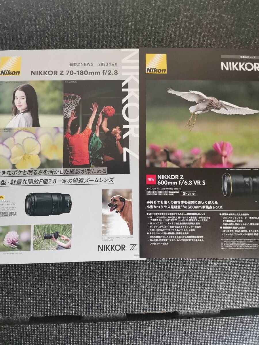 △Nikon カタログ パンフレット 計8部 Z8 Z9 Zf Z30 70×180 F2.8 600ｍｍ F6.3 アクセサリー の画像4