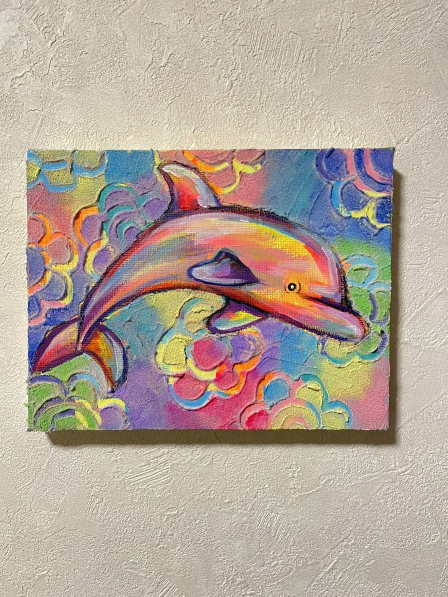  genuine work * picture original picture present-day art canvas animal picture art work certificate attaching dolphin 