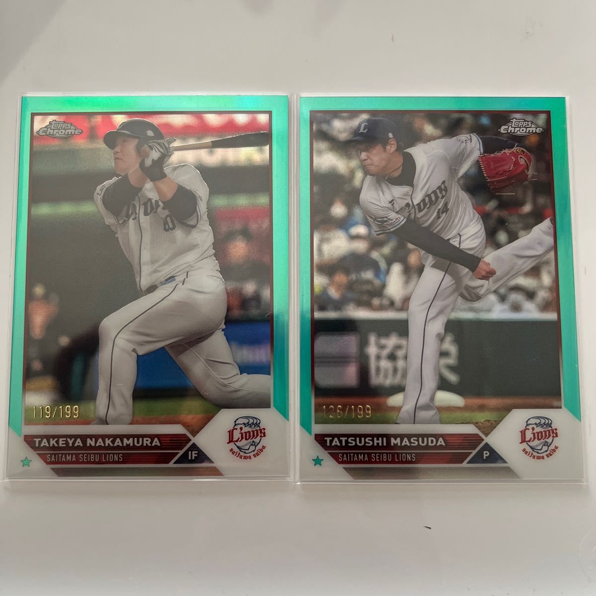 topps chrome NPB 2023 西武ライオンズ リフラクター 6枚セット 松本航 呉念庭 愛斗 増田達至 松井稼頭央 中村剛也の画像2