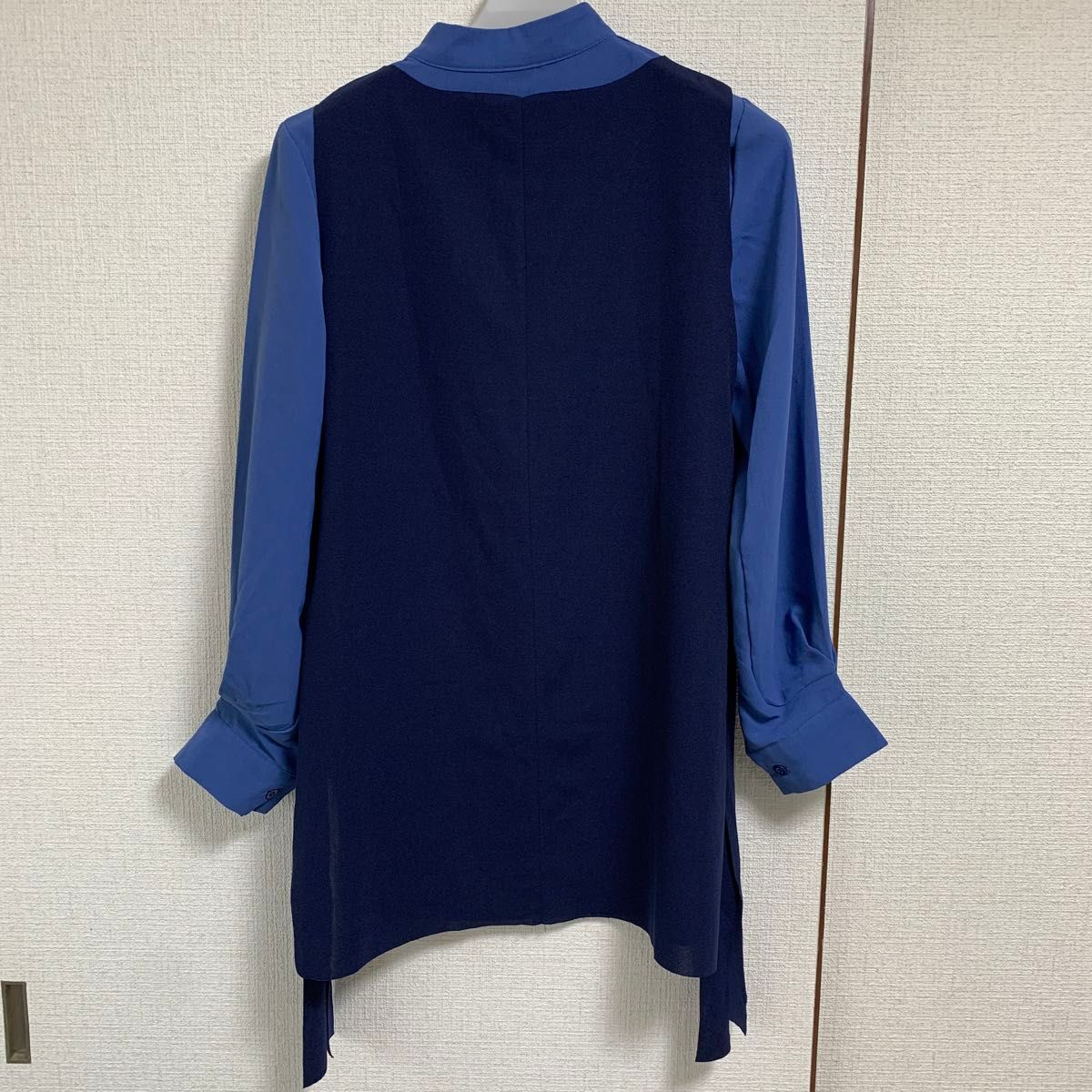 Xinye 2way シャツ チュニック 長袖 ブルー トップス ファッション レディース Qoo10 Lサイズ
