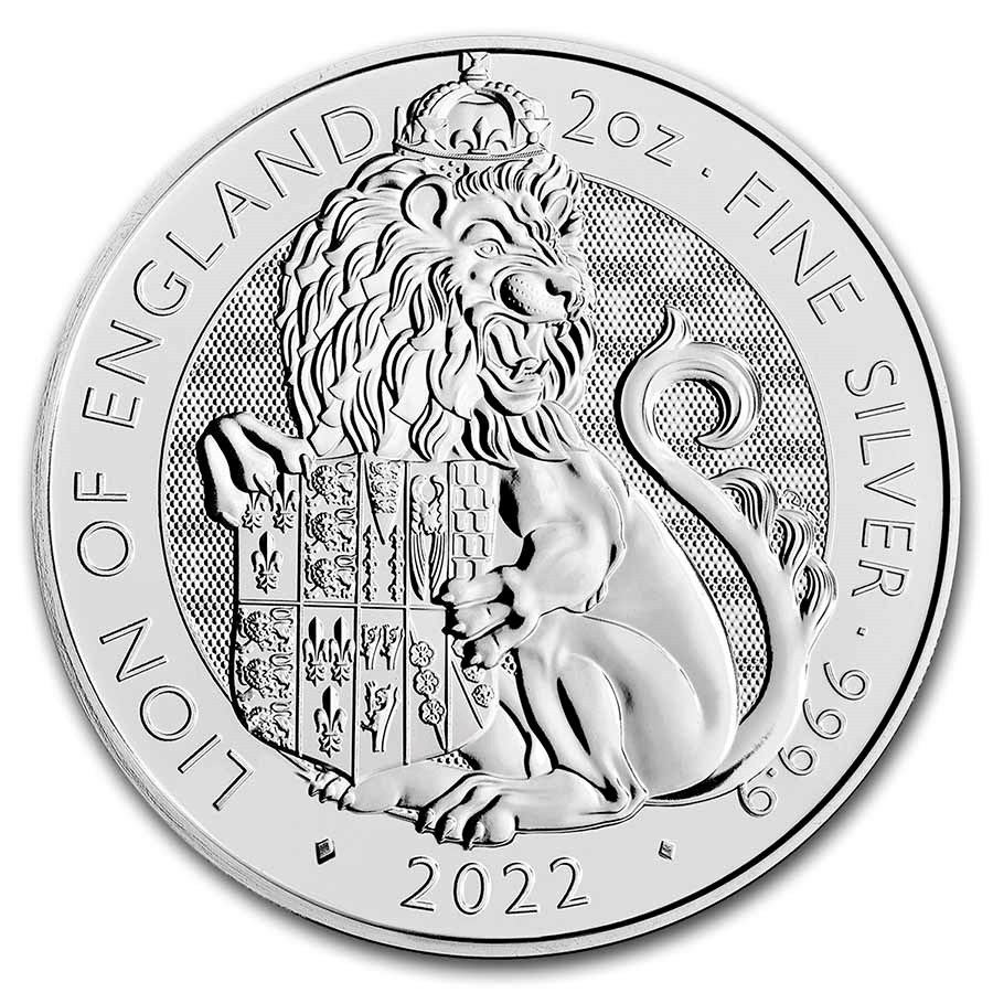 [保証書・カプセル付き] 2022年 (新品) イギリス「ロイヤルチューダービースト・イギリスのライオン」純銀 2オンス 銀貨_画像1