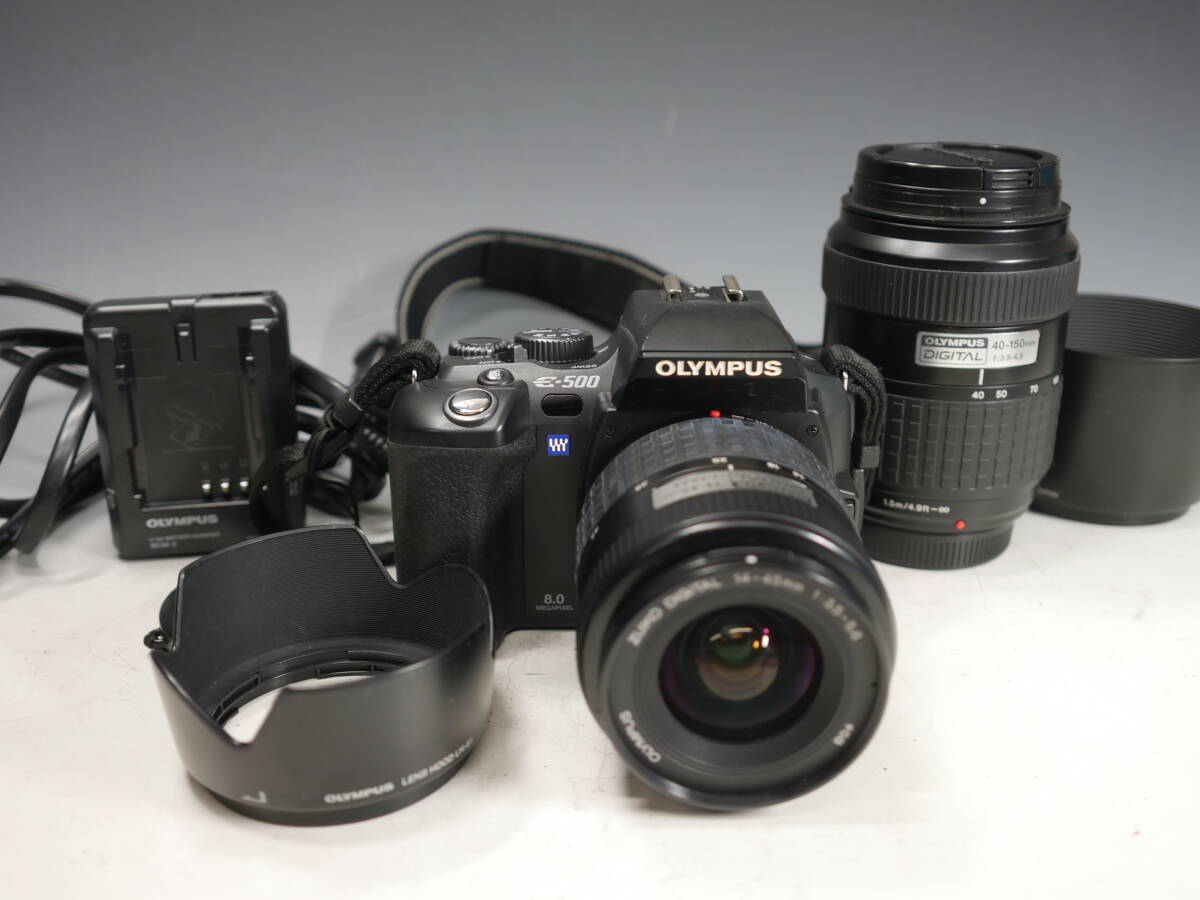 ◆OLYMPUS【E-500】デジタル一眼 ダブルズームセット 14-45mm 40-150mm 現状・ジャンク品 充電器付属 オリンパス_画像2