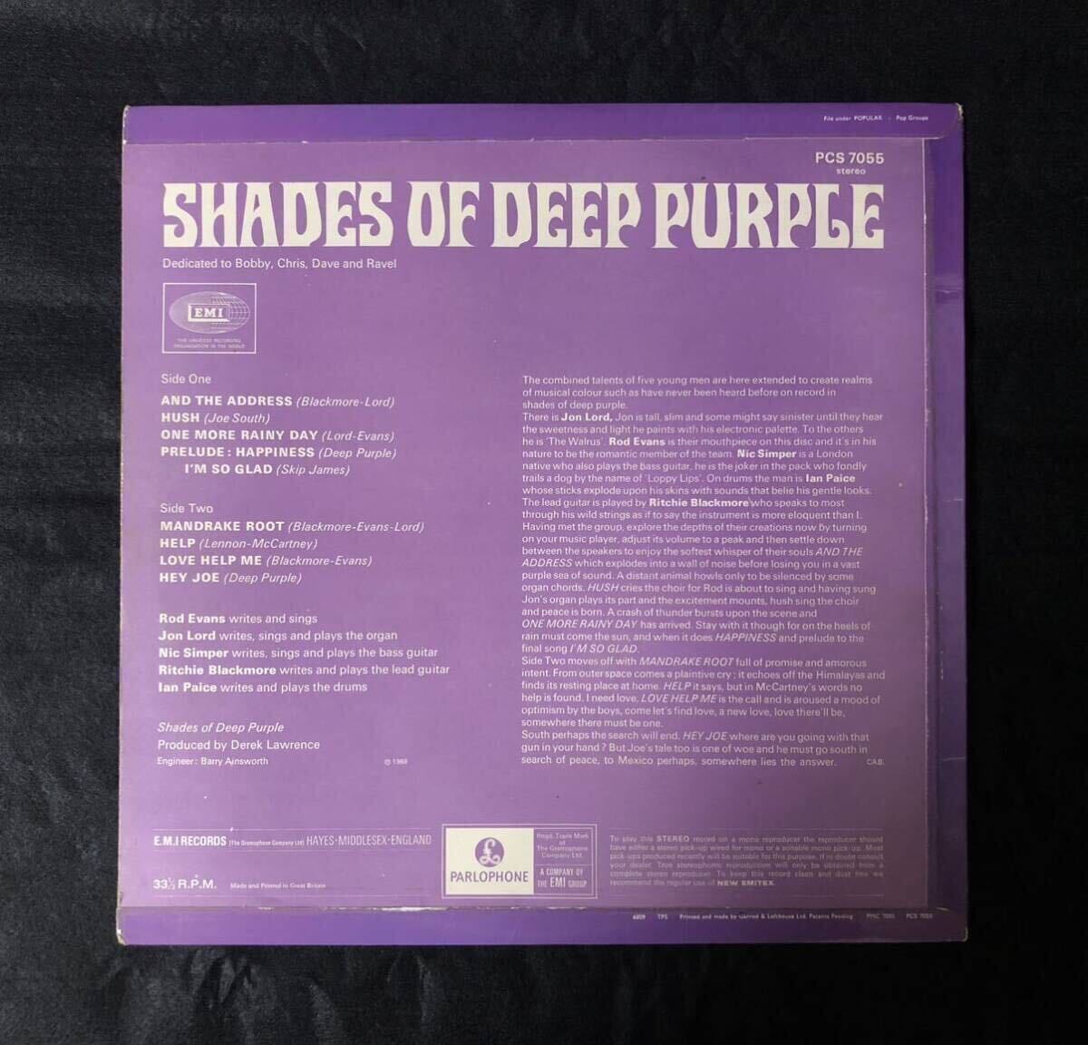 英原盤 Deep Purple Shades Of Deep Purple 激レア 初回Y/Bラベル SOLDINUK初版 1G/1P! Stereo PCS7055 ディープパープル UKオリジナルの画像2