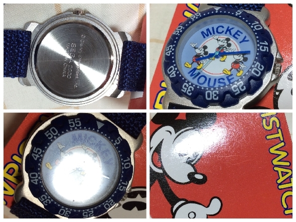 送料300円～ ※ジャンク扱い 動作不明 2000 SEGA ２個セット ミッキー ミニー 腕時計 ディズニー 腕時計 Disney 時計の画像3