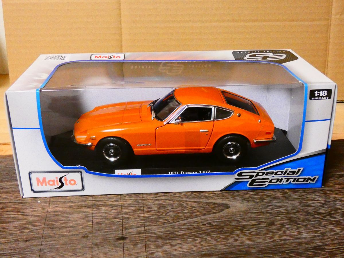 Maisto Maisto 1/18 1971 DATSUN 240Z Nissan Datsun Fairlady Z orange Ame car minicar Classic car 