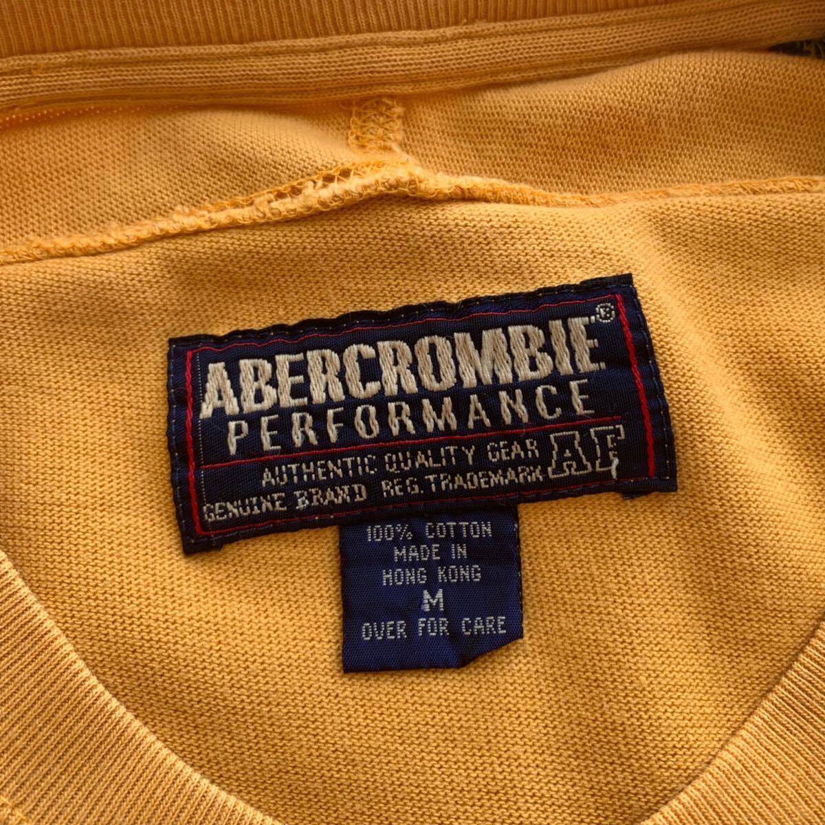 90's Abercrombie & Fitch フットボールTシャツ マスタード ロンT カットソー ビンテージ オールド アバクロ_画像4