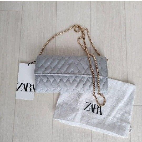 お値下げ【タグ付き新品】ZARA チェーンバッグ チェーンウレット クラッチバッグ 2way 完売品 ク  ウォレットバッグ