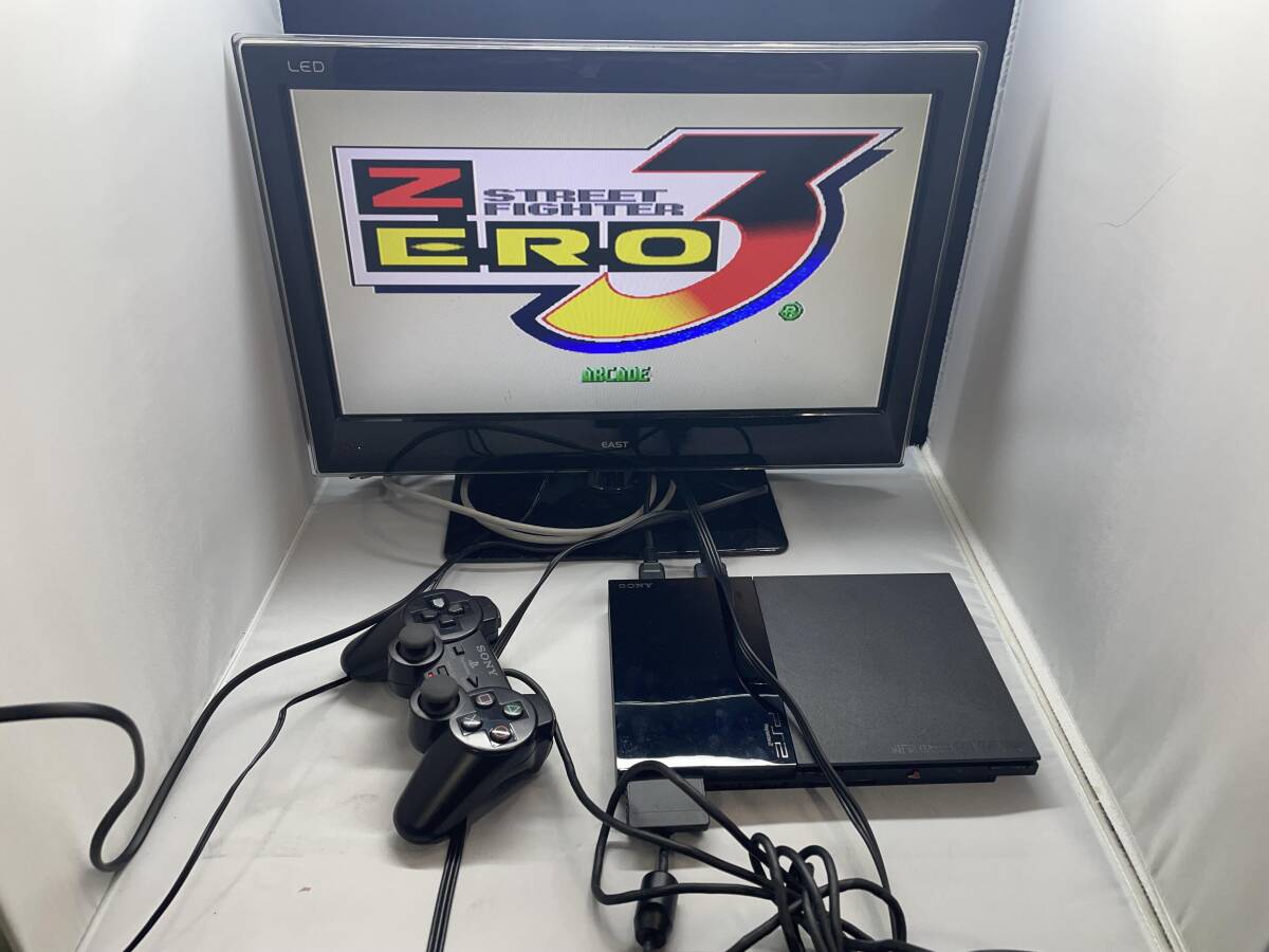 PS2 プレイステーション2 SCPH-90000CB チャコール・ブラック ソフト3本 餓狼伝説アーカーイブズ1 2 ストリートファイターZERO G240324-4_TVは付属いたしません。