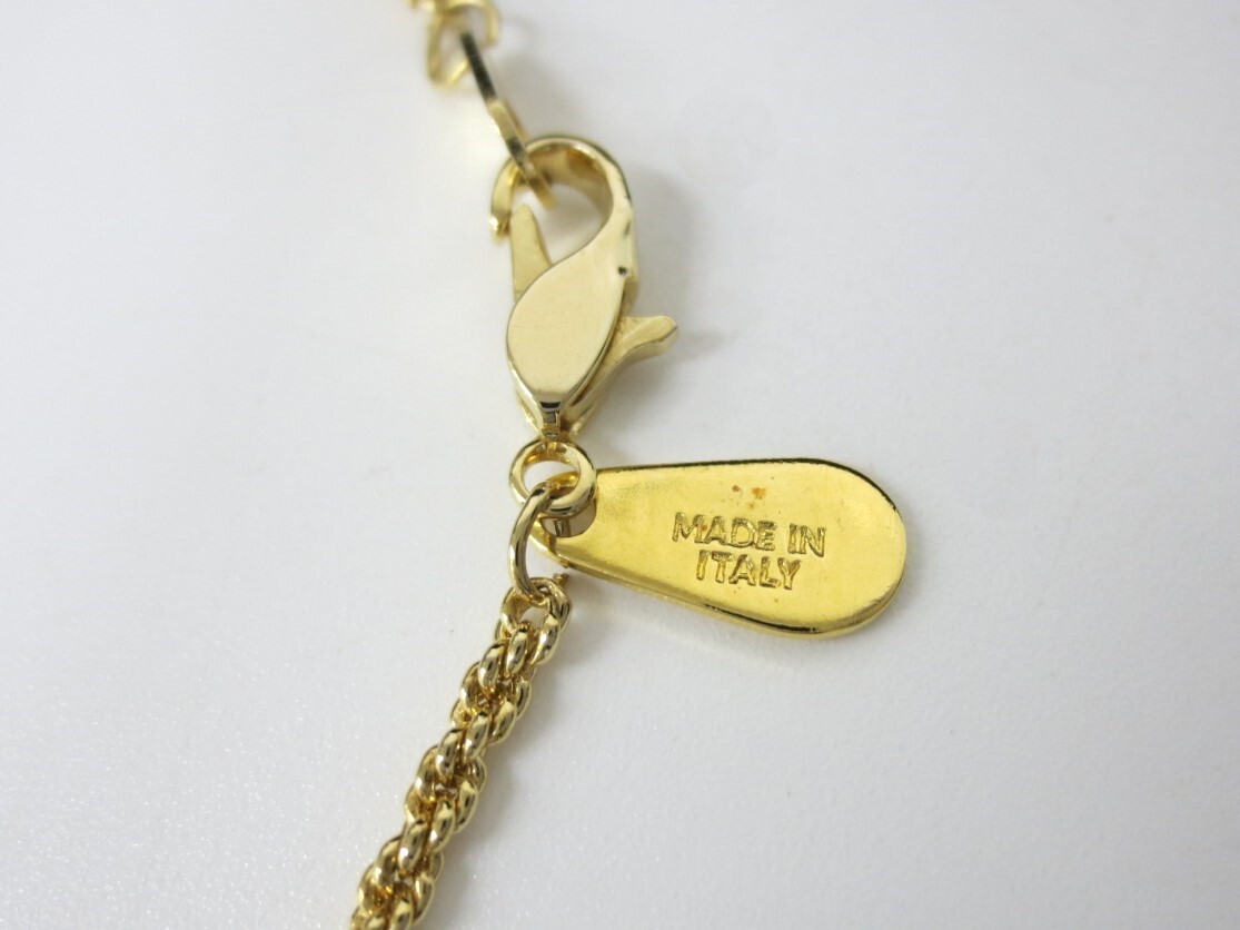 【3-132】 VALENTINO ヴァレンチノ パール ラインストーン ゴールドカラー ネックレス MADE IN ITALY_画像7
