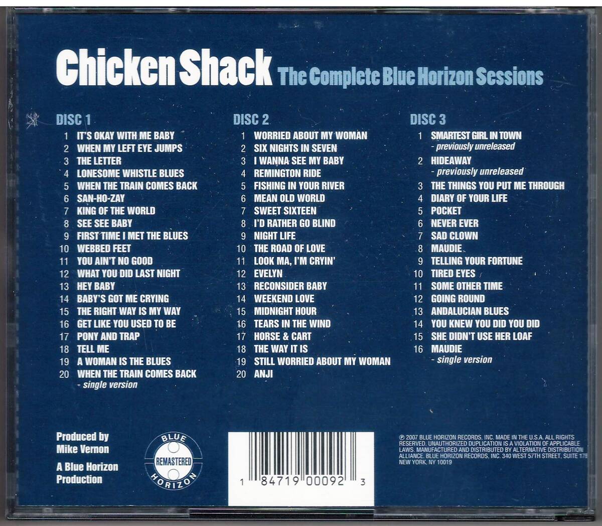 CHICKEN SHACK「THE COMPLETE BLUE HORIZON SESSIONS」3CD 送料込_画像2