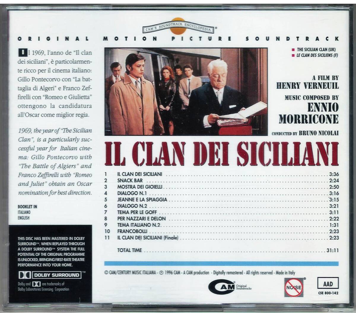 エンニオ・モリコーネ「シシリアン」Il Clan Dei Siciliani CD 送料込 アラン・ドロン Morriconeの画像2