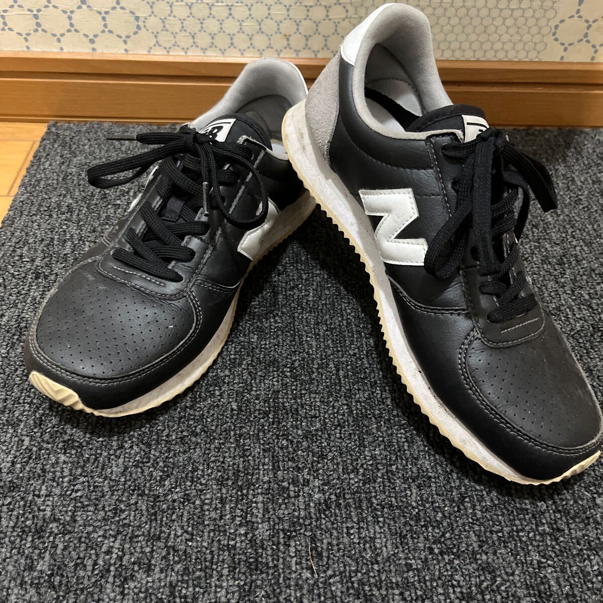 New Balance ニューバランス ブラック レザー 靴 スニーカー シューズ_画像1