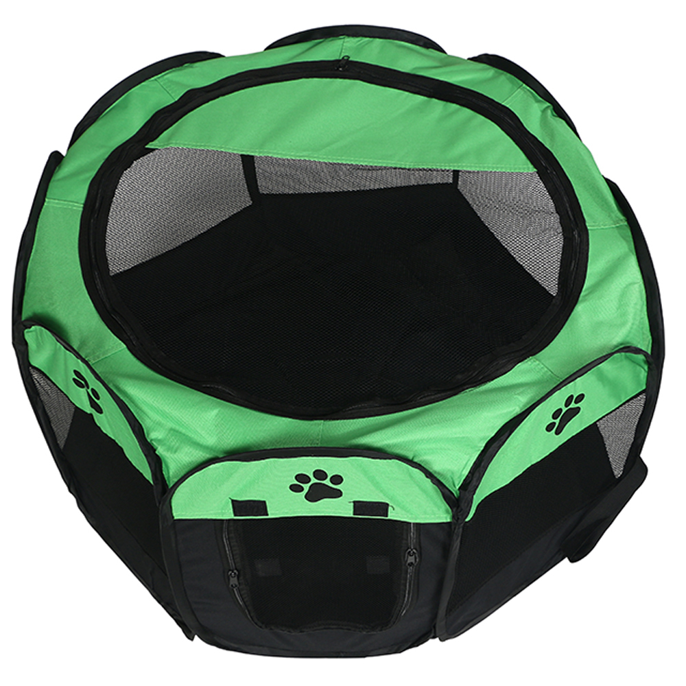  pet Circle dog cat cage tent folding light weight compact outdoor disaster prevention interior dog small size dog medium sized dog rabbit (M, green × black ) DJ1144