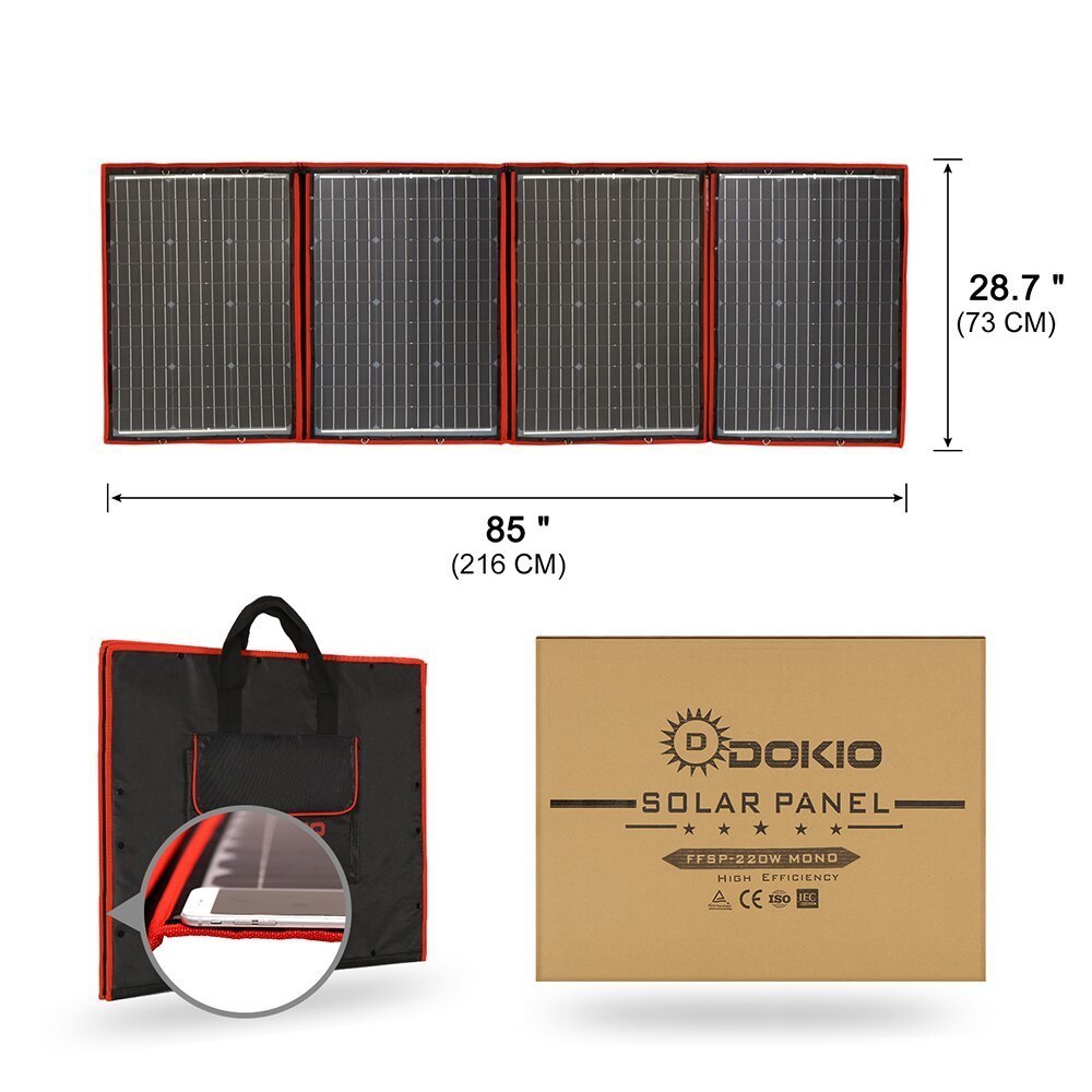 DOKIO黒ソーラーパネル200ワット (50ワット × 4PC) 18V中国 DOKIO黒ソーラーパネル200ワット (50ワット × 4PC) 18V中国