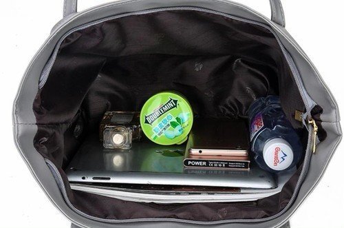 トートバッグ 手提げバッグ ショルダーバッグ レザー レディース メンズ グレー黒 バッグ 鞄 バイカラー 財布や小物の収納に_画像6
