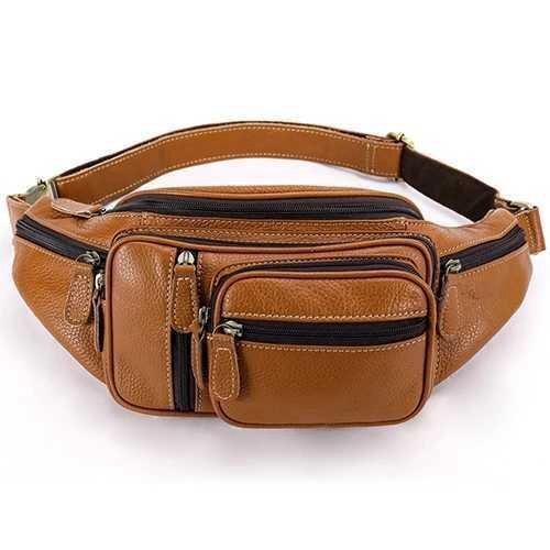  original leather waist bag diagonal .. shoulder bag commuting going to school belt bag men's body bag hip bag HE774