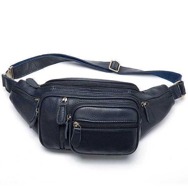  original leather waist bag diagonal .. shoulder bag commuting going to school belt bag men's body bag hip bag HE774