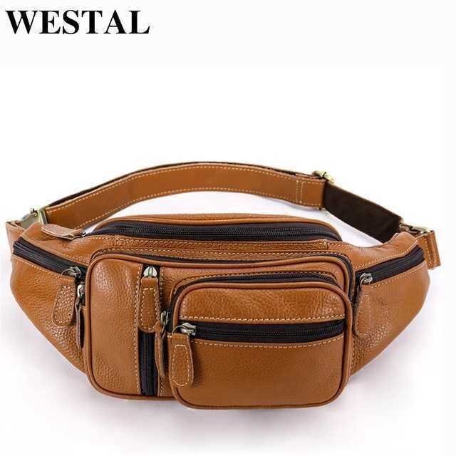  original leather waist bag diagonal .. shoulder bag commuting going to school belt bag men's body bag hip bag HE774