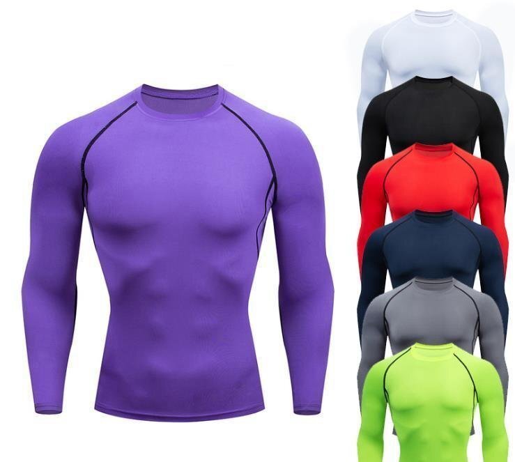 7色 長袖 コンプレッション メンズ tシャツ トレーニングウェア トップス 吸汗速乾 HE589の画像1
