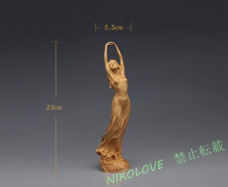 新品 ヌード 女性像 裸婦像 東洋彫刻 天然木 置物 職人手作り 柘植製高級木彫りAA181_画像5