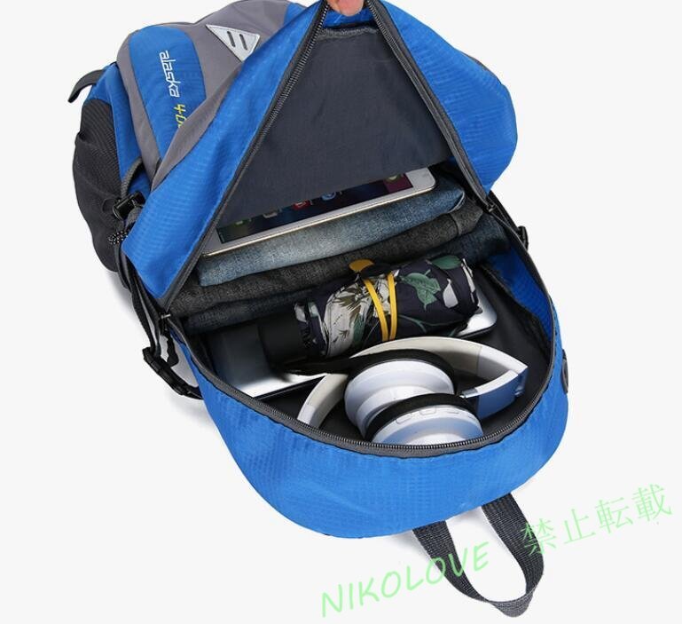 リュック メンズ レディース 防水 スポーツ 軽量 リュックサック 32L アウトドア キャンプ ジム 登山 散歩 ブラック 新品 AB079_画像9