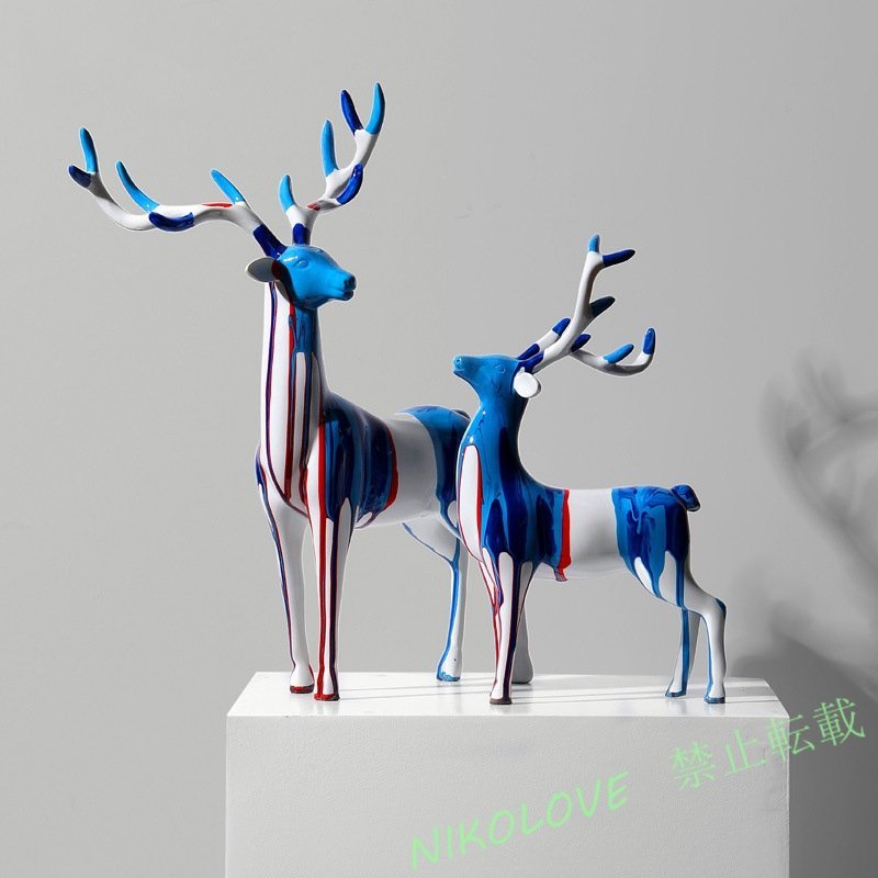 新品 北ヨーロッパ 芸術 鹿の置物 アイデア プレミアム リビング 家庭用 置物 放置物 現代芸術品 雑貨AA557_画像1