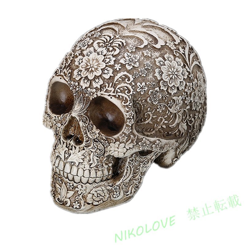 新品 ガイコツ オブジェ 頭蓋骨 頭骨 彫刻 ハロウィン スカル ギフト オーナメント 個性的 かっこいい インテリアAA713_画像4