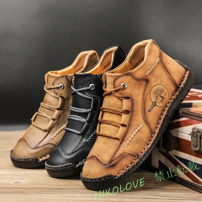  walking shoes gentleman shoes men's leather shoes cow leather boots regular sneakers outdoor light weight ventilation camp 24cm~28cm AA946