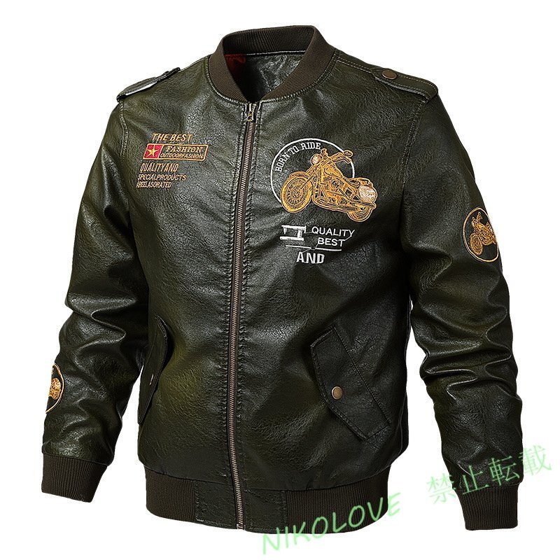  embroidery jacket leather jacket men's rider's jacket bike jacket jumper . manner warm piece . comfortable autumn winter outer AB239