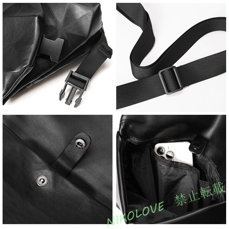 ショルダーバッグ メンズバッグ 斜めがけバッグ 大容量 運動 軽量 鞄 カバン ブラック PUレザー おしゃれ AB410_画像8