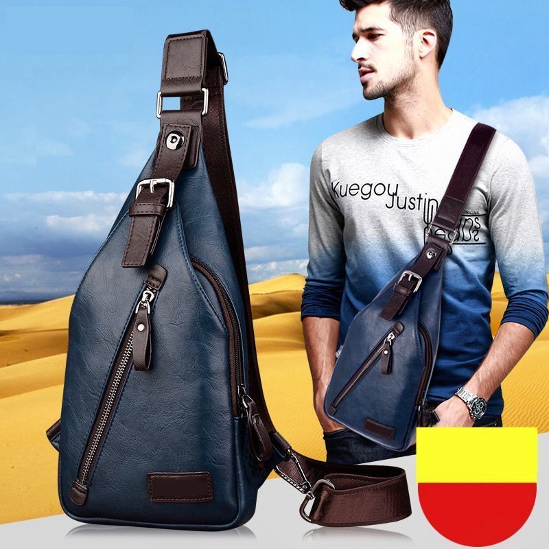  fine quality leather men's body bag shoulder light weight practical use HE497