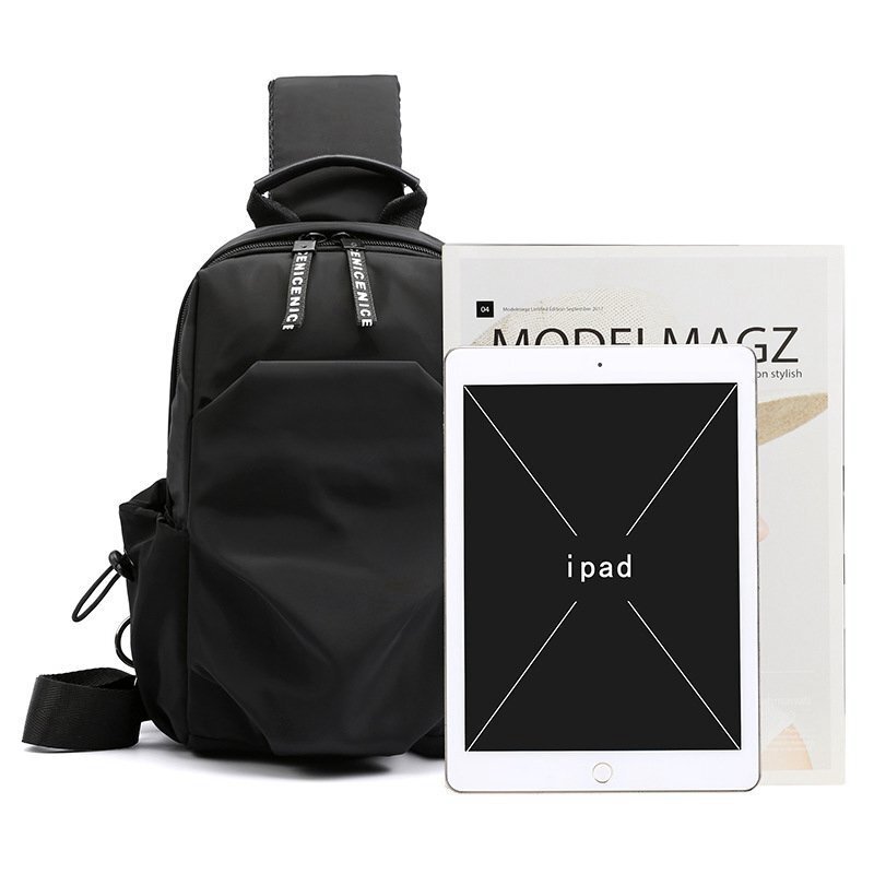  light weight high capacity thin type water-repellent black body bag men's one shoulder bag nylon outdoor diagonal .. bag largish HE728