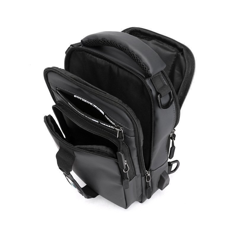  specification body bag men's USB cable one shoulder 3way black business rucksack messenger bag HE865