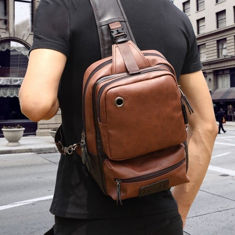  man casual shoulder bag Vintage style Cross body bag Pu leather messenger bag men's HF042