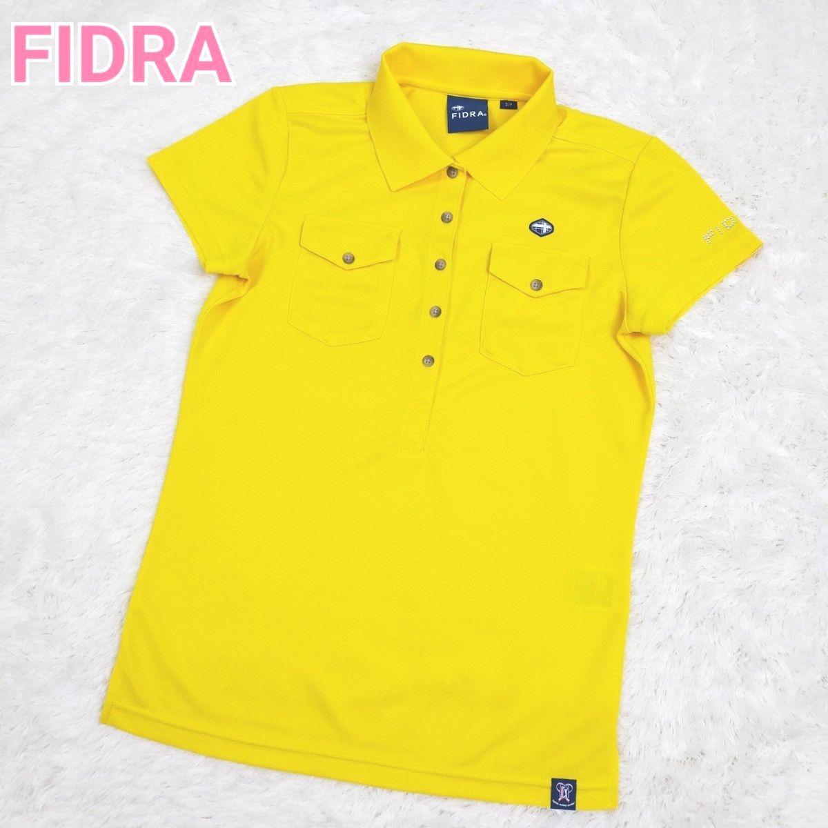 FIDRA フィドラ ゴルフウェア ゴルフシャツ ポロシャツ 半袖 黄色 吸汗速乾ドライ ストレッチ レディース Sサイズ