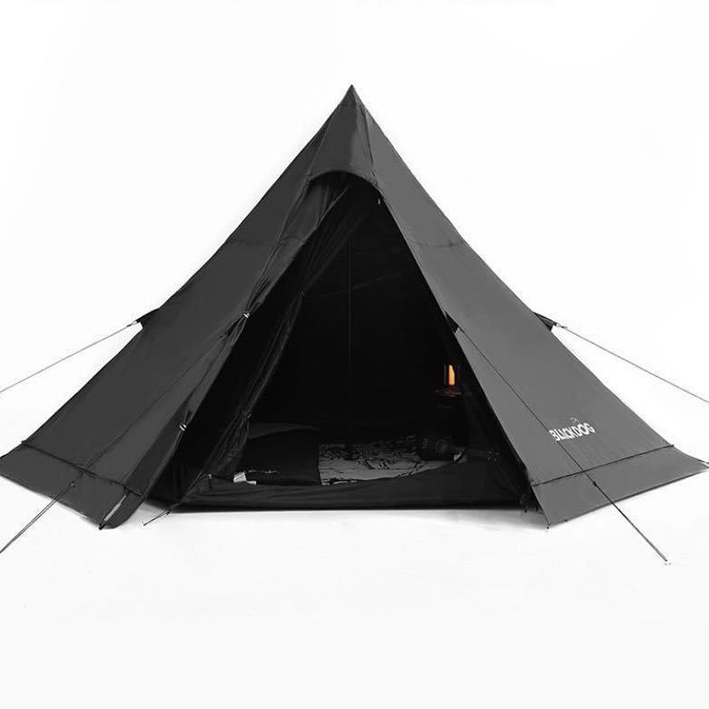 キャンプ用 超高品質 ブラック ピラミッドテント ワンポールテント