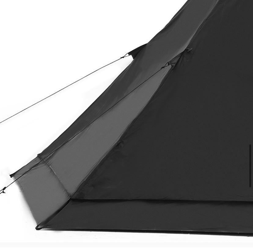 キャンプ用 超高品質 ブラック ピラミッドテント ワンポールテント タープ 3-4人用 軽量 5.6㎏ 150D UPF50+設営簡単 キャンプ アウトドア _画像7