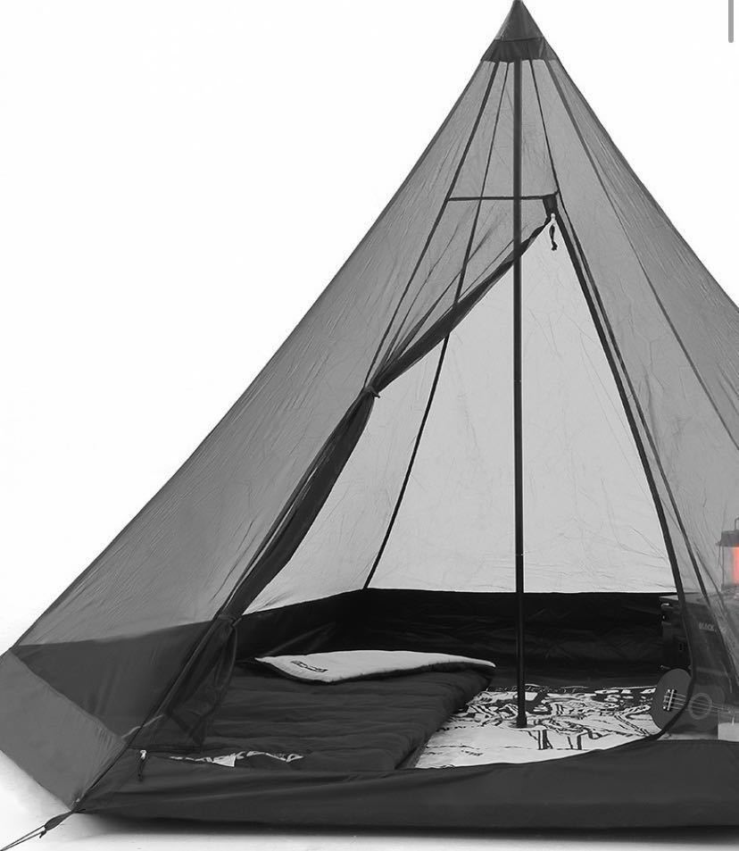 キャンプ用 超高品質 ブラック ピラミッドテント ワンポールテント タープ 3-4人用 軽量 5.6㎏ 150D UPF50+設営簡単 キャンプ アウトドア _画像5