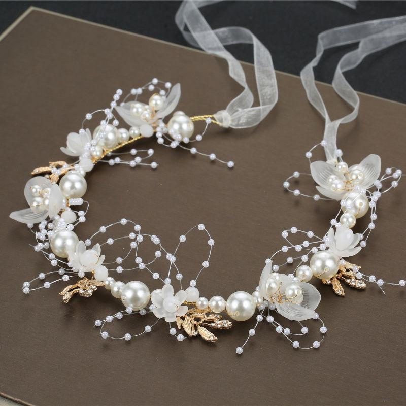  hair accessory hair ornament child Kids wedding new goods presentation party pearl hair accessory head dress . flower pretty Gold 