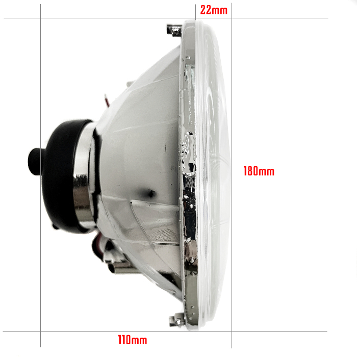 汎用 丸型 丸灯 丸 クリスタル ヘッドライト 左右 2個 フロント クリア 7インチ ヘッドランプ ライト マルチリフレクター H4 台湾製_画像3