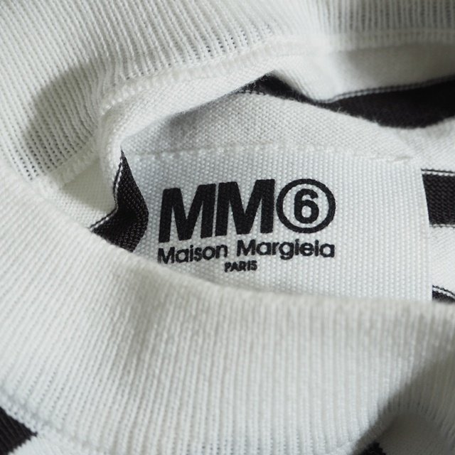 M7328f63　▼MM6 MAISON MARGIELA メゾンマルジェラ▼ 18SS レーヨンコットン アシンメトリー ボーダーニット ブラウン ホワイト 春秋_画像6