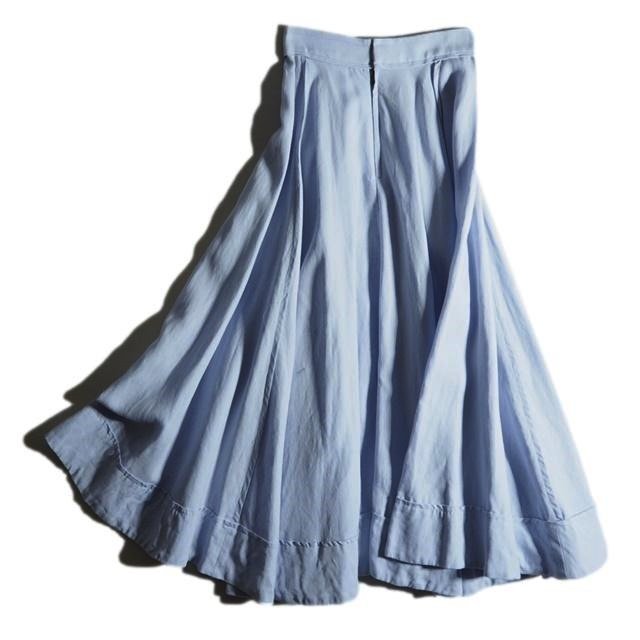 M5004f49　▼MADISON BLUE マディソンブルー▼　TUCK CIRCULAR CIRCULAR SKIRT リネン サーキュラスカート ブルー 0 / マキシ丈 春～秋_画像3