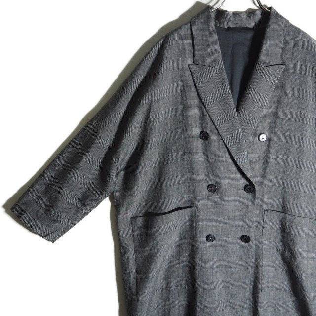 M4323H ▼AP STUDIO エーピーストゥディオ▼ Glen Check Coat リネン ポリエステル グレンチェックコート グレー / オーバーサイズ 春秋の画像2