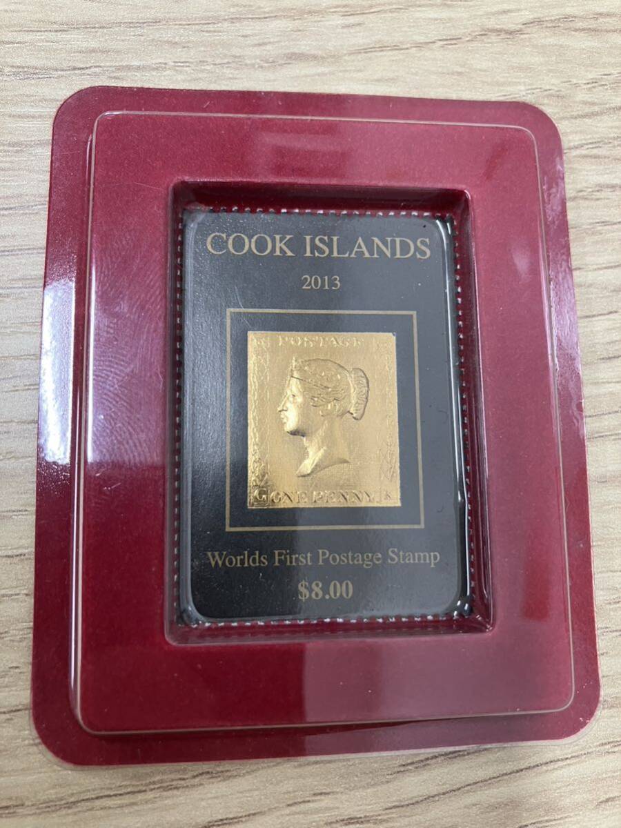 COOK ISLANDS クック諸島 金箔切手 ペニーブラック 2013年 8ドル 外国切手 未使用 保管品の画像1