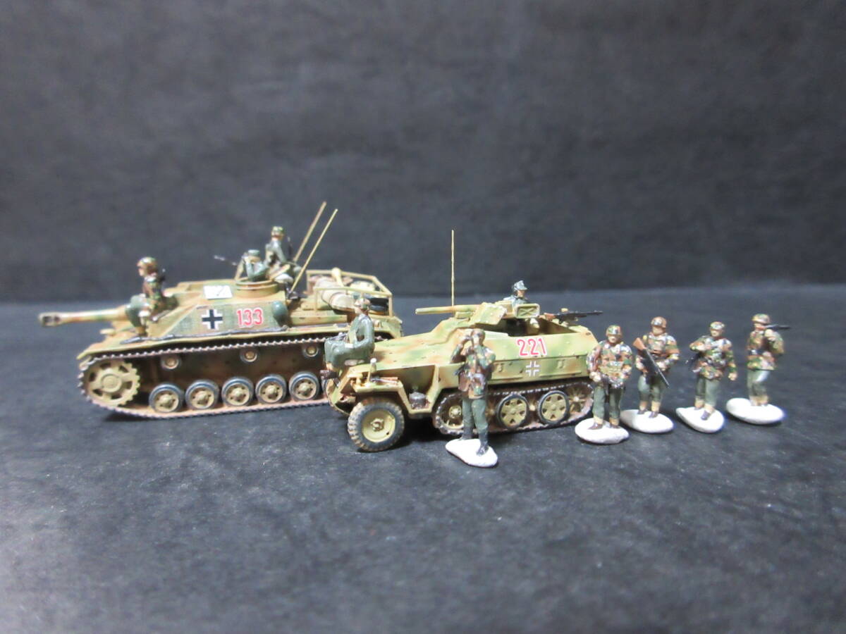 1/144完成品　3号突撃砲G型(10.5cm砲)w/Zimmerit & Sd.kfz250/10(NEU) & 装甲擲弾兵 1944年アルンヘム_画像1