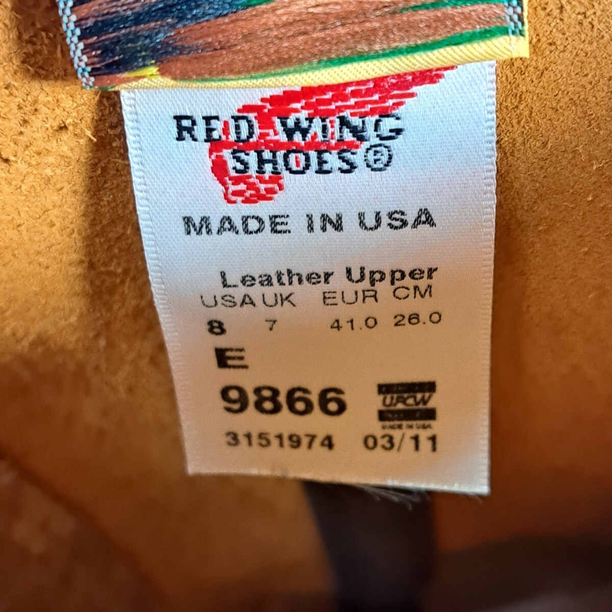 RedWing　レッドウイング　9866　ゴールドラッセット　セコイヤ　8E ペコスブーツ _画像9