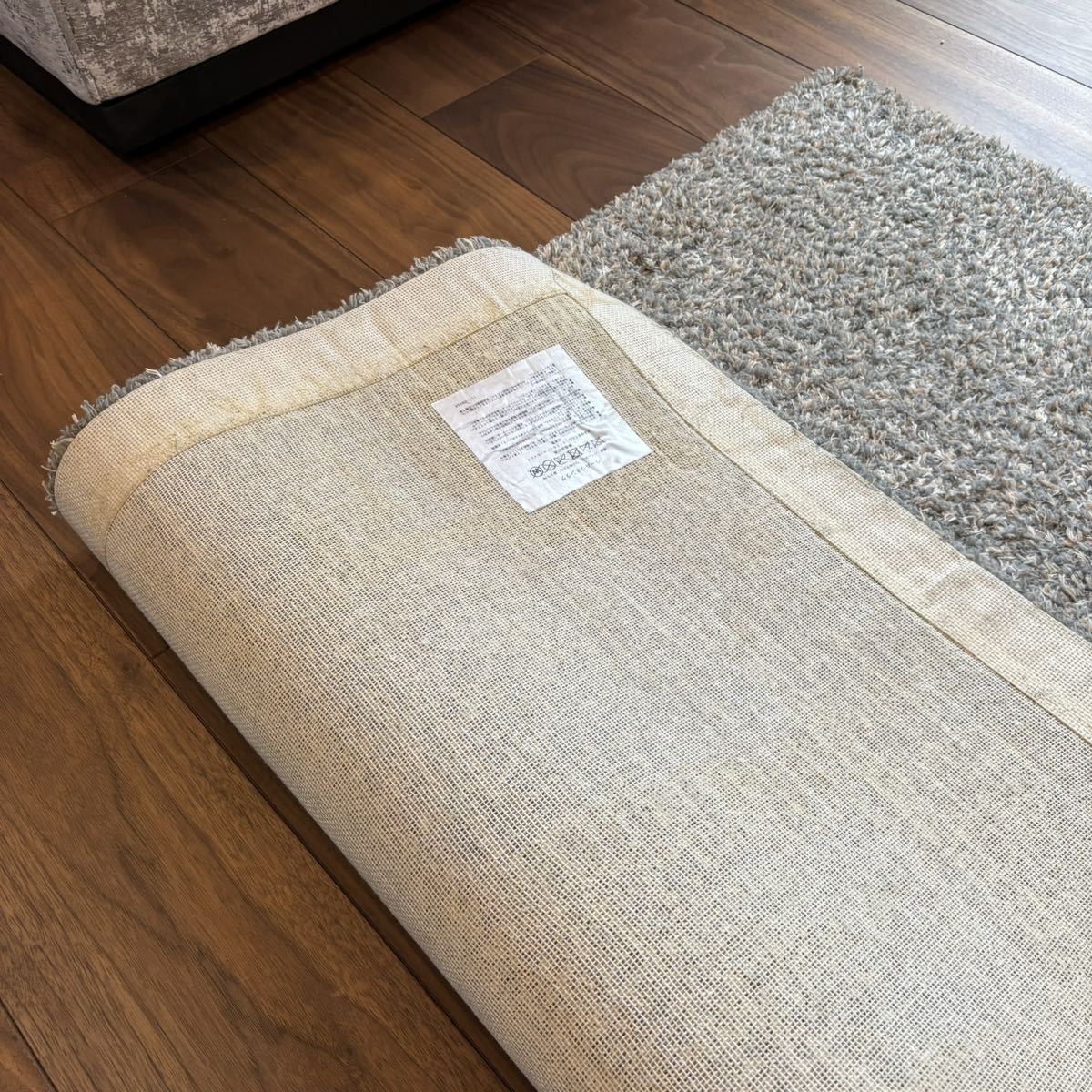 無印良品 日本製 ウールリネンラグ１２０×１６０ｃｍ 絨毯 アイボリー 麻25% ウール75%_画像7