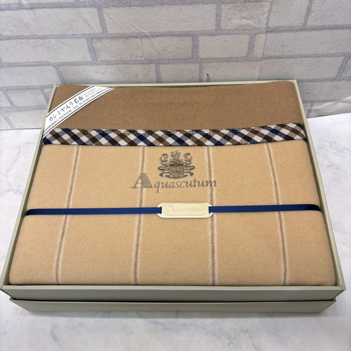  unused Aquascutum cashmere entering blanket wool 100% blanket blanket single wool 100% 140×240. beige 