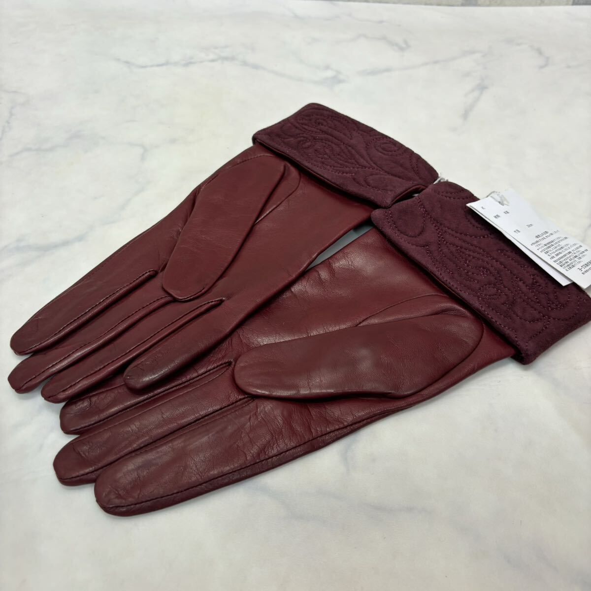  tag equipped Givenchy sheep leather glove leather gloves wine red lady's original leather 20. bordeaux 